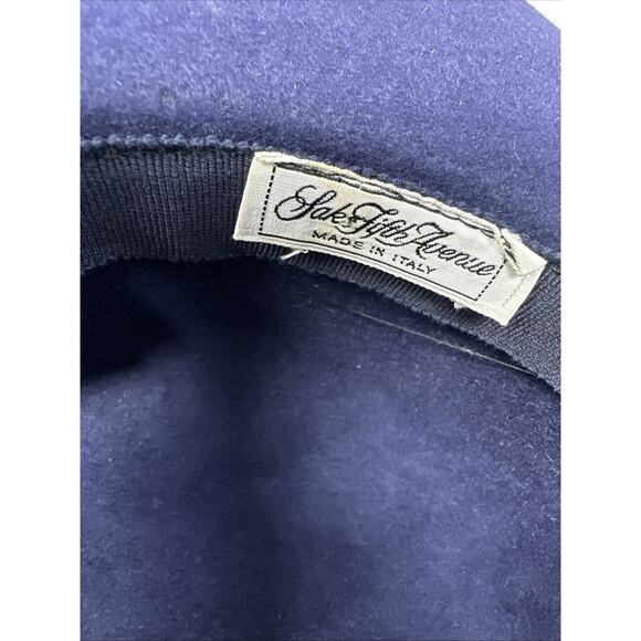 Saks Fifth Ave Blue Vintage Brim Hat Made In Italy Great Condition Rabbit Hair - Picture 12 of 12